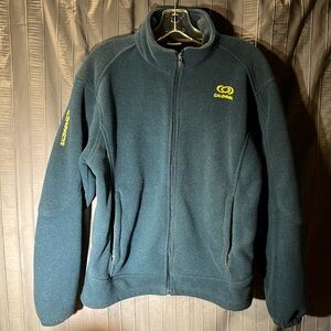 Salomon Men’s size S teal blue fleece zippered jacket with pockets inside & out